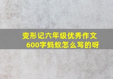 变形记六年级优秀作文600字蚂蚁怎么写的呀