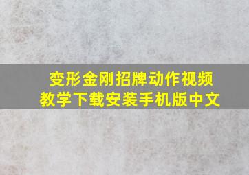 变形金刚招牌动作视频教学下载安装手机版中文