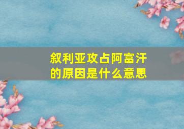 叙利亚攻占阿富汗的原因是什么意思