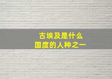 古埃及是什么国度的人种之一