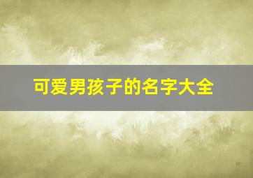 可爱男孩子的名字大全