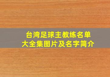 台湾足球主教练名单大全集图片及名字简介