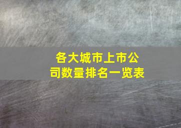 各大城市上市公司数量排名一览表