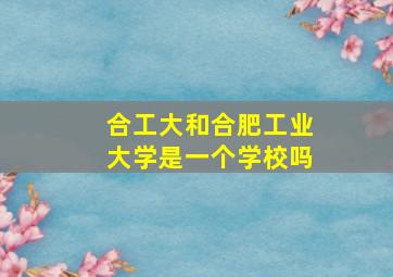 合工大和合肥工业大学是一个学校吗