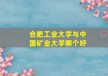 合肥工业大学与中国矿业大学哪个好