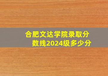 合肥文达学院录取分数线2024级多少分