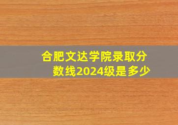 合肥文达学院录取分数线2024级是多少