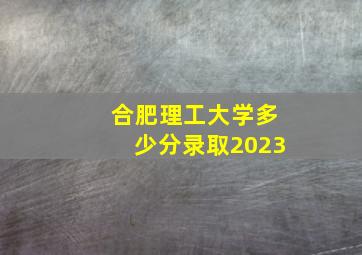 合肥理工大学多少分录取2023