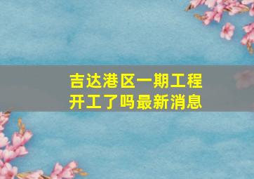 吉达港区一期工程开工了吗最新消息