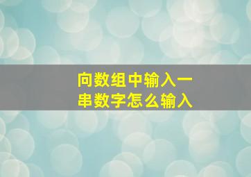 向数组中输入一串数字怎么输入