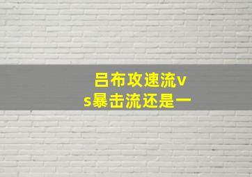 吕布攻速流vs暴击流还是一