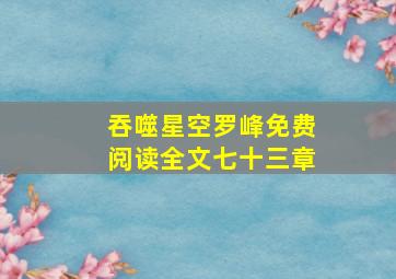 吞噬星空罗峰免费阅读全文七十三章