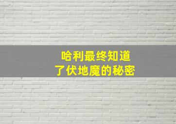 哈利最终知道了伏地魔的秘密