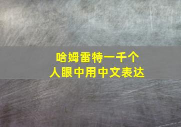 哈姆雷特一千个人眼中用中文表达