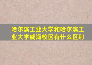 哈尔滨工业大学和哈尔滨工业大学威海校区有什么区别