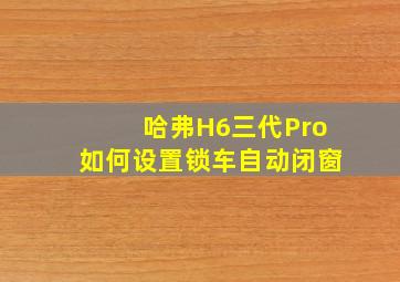 哈弗H6三代Pro如何设置锁车自动闭窗