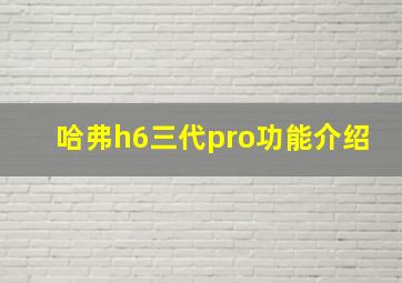 哈弗h6三代pro功能介绍