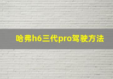 哈弗h6三代pro驾驶方法