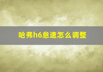 哈弗h6怠速怎么调整