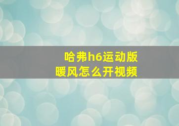 哈弗h6运动版暖风怎么开视频