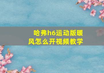 哈弗h6运动版暖风怎么开视频教学