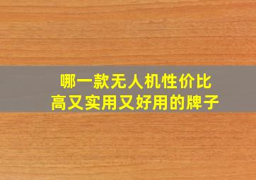 哪一款无人机性价比高又实用又好用的牌子