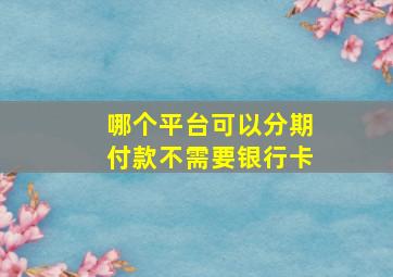 哪个平台可以分期付款不需要银行卡