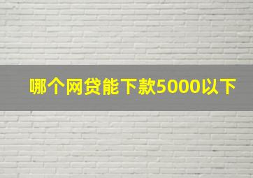 哪个网贷能下款5000以下