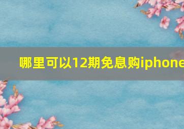 哪里可以12期免息购iphone