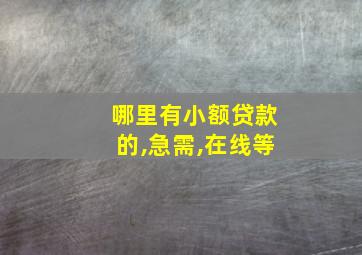 哪里有小额贷款的,急需,在线等