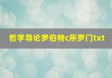 哲学导论罗伯特c所罗门txt