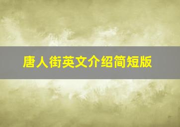 唐人街英文介绍简短版