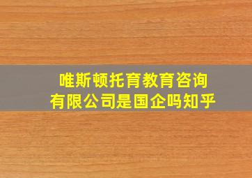 唯斯顿托育教育咨询有限公司是国企吗知乎