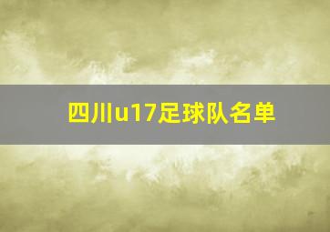 四川u17足球队名单