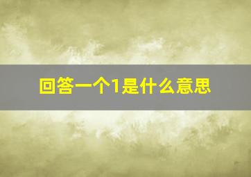 回答一个1是什么意思