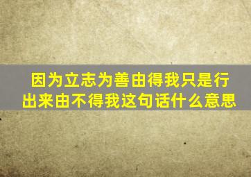 因为立志为善由得我只是行出来由不得我这句话什么意思