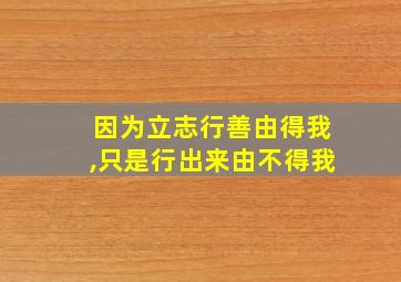 因为立志行善由得我,只是行出来由不得我