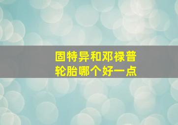 固特异和邓禄普轮胎哪个好一点