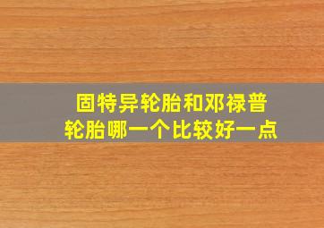 固特异轮胎和邓禄普轮胎哪一个比较好一点