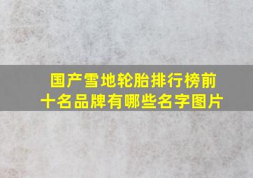 国产雪地轮胎排行榜前十名品牌有哪些名字图片