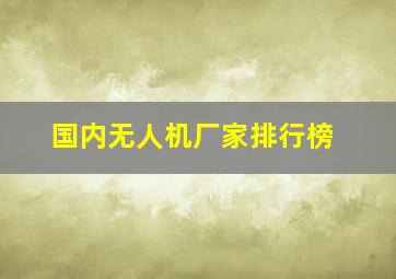 国内无人机厂家排行榜