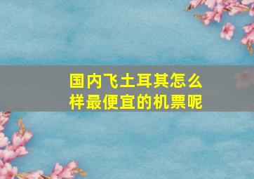 国内飞土耳其怎么样最便宜的机票呢