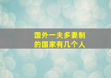 国外一夫多妻制的国家有几个人