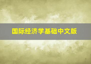 国际经济学基础中文版