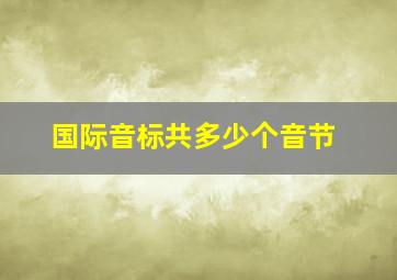 国际音标共多少个音节