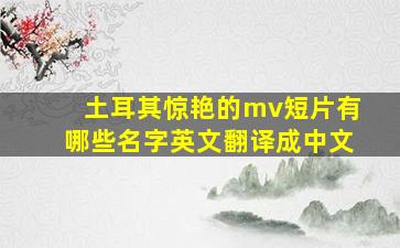 土耳其惊艳的mv短片有哪些名字英文翻译成中文