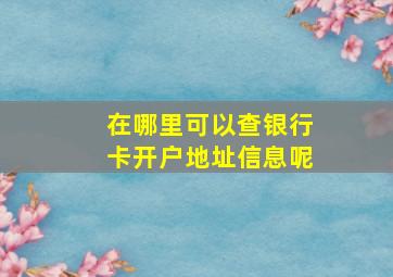 在哪里可以查银行卡开户地址信息呢