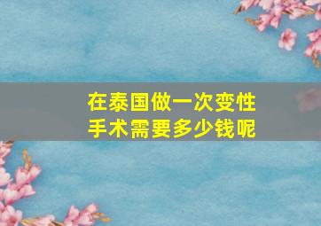 在泰国做一次变性手术需要多少钱呢