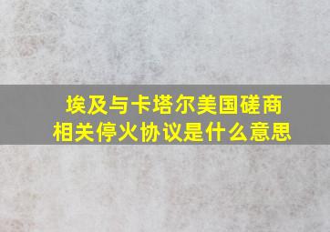 埃及与卡塔尔美国磋商相关停火协议是什么意思