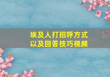 埃及人打招呼方式以及回答技巧视频